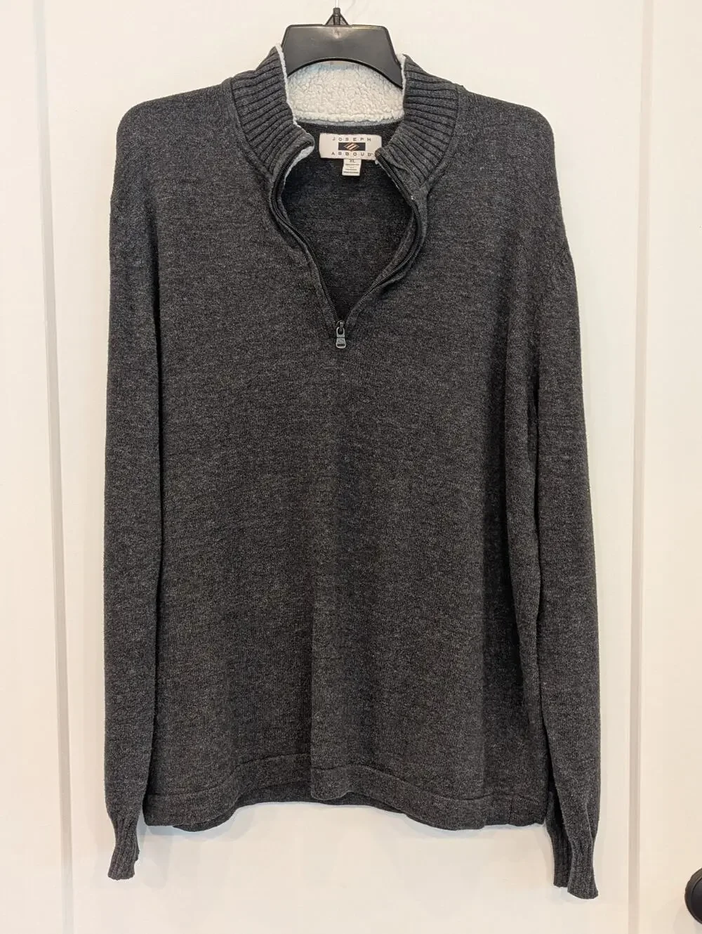 Joseph Abboud Sweater Men’s XL Grey 1/4 Zip Pullover Longsleeve Cotton Preppy